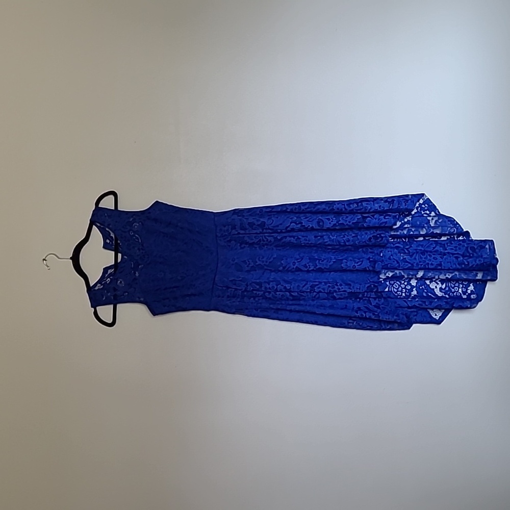 Women's elegant floral lace blue dress